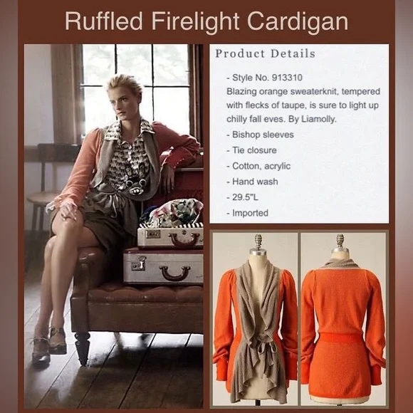 Stylish Orange and Tan Women's Sweater - Picture 3 of 13